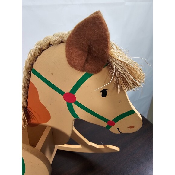 Hallmark Vintage Wooden Rocking Horse Christmas Centerpiece Card Holder 13" - Picture 3 of 13